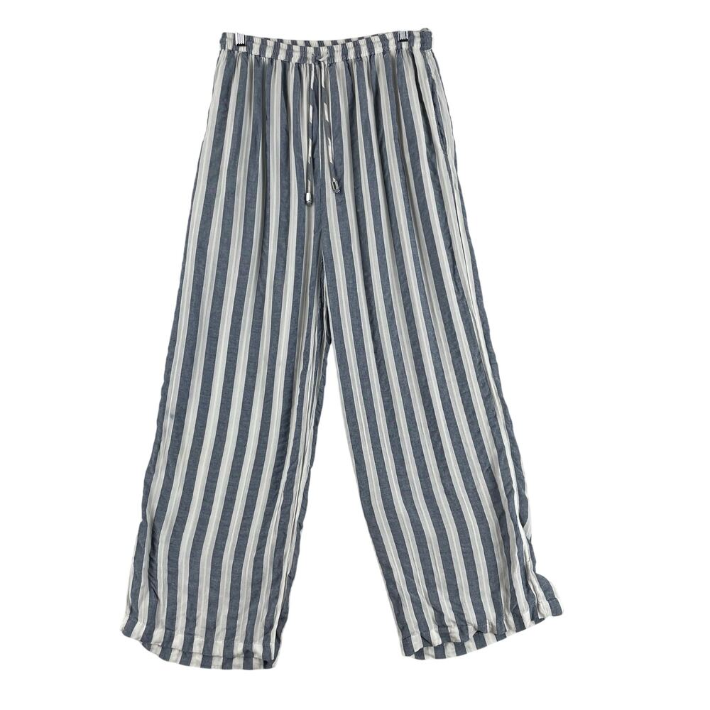Blue Island Women’s Striped Wide Leg Beach Pants Blue/White Flowy